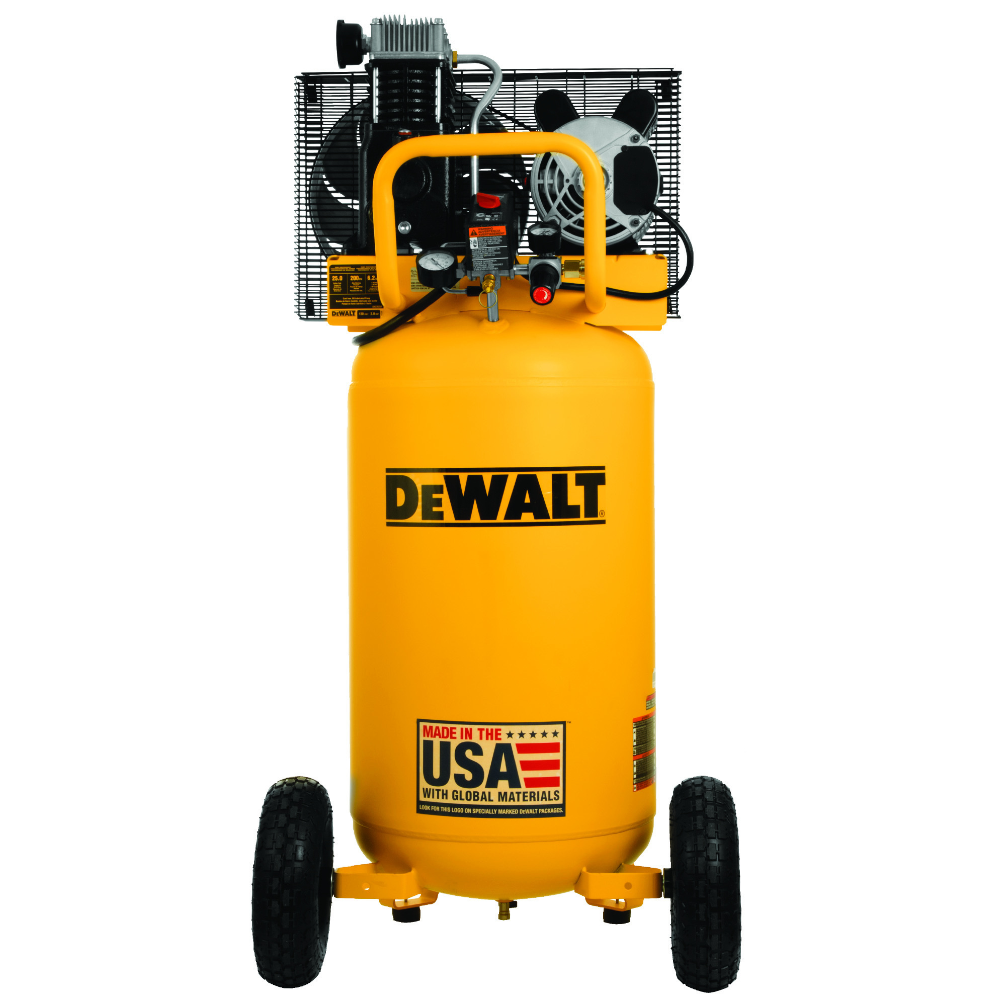 DEWALT Vertical Portable Electric Air Compressor, 25 Gallon, 200 PSI, Belt Drive, Model# DXCM251